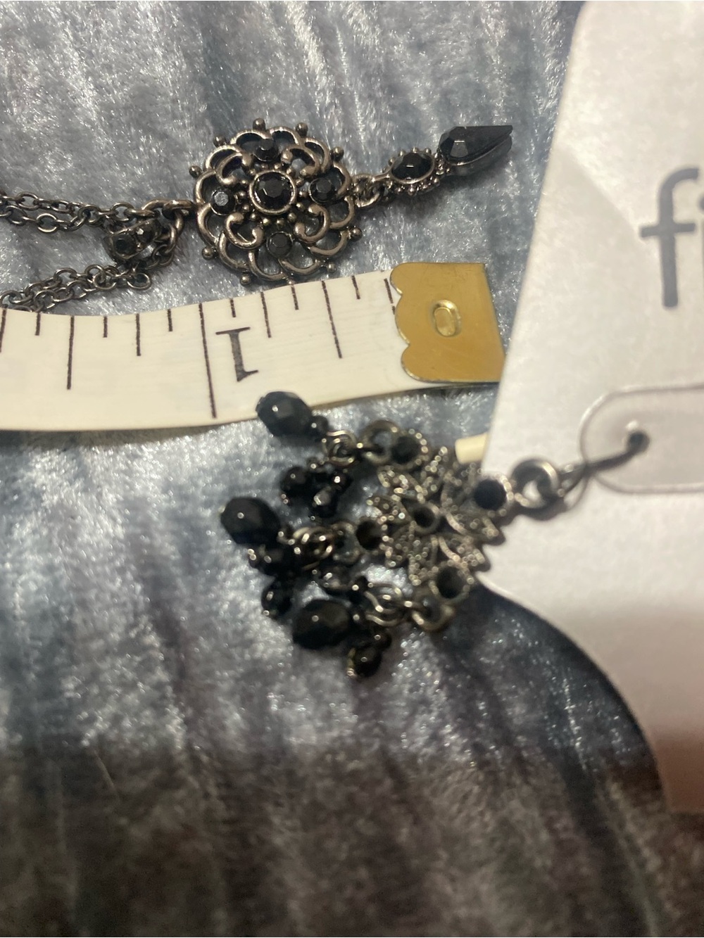 Black Bead Dangle Pendant & Earrings - Feminine Chandelier